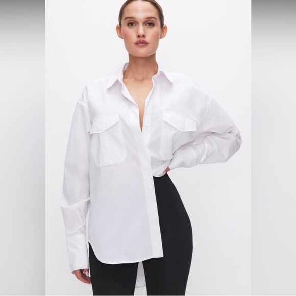 Good American Tops - Good American Crisp White Button-Down Shirt size 5=2XL